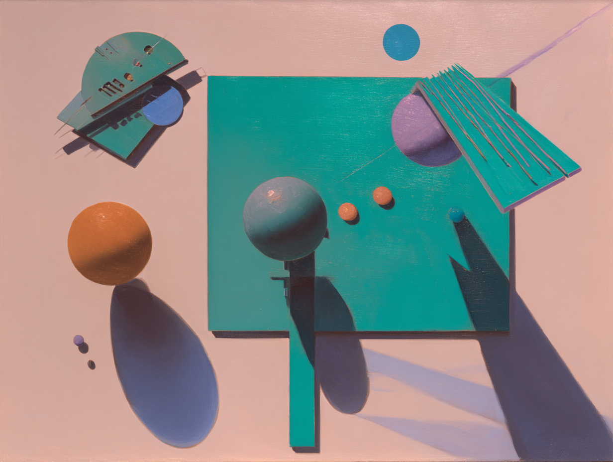 Geometric Midjourney still life used for a box breathing app guide.