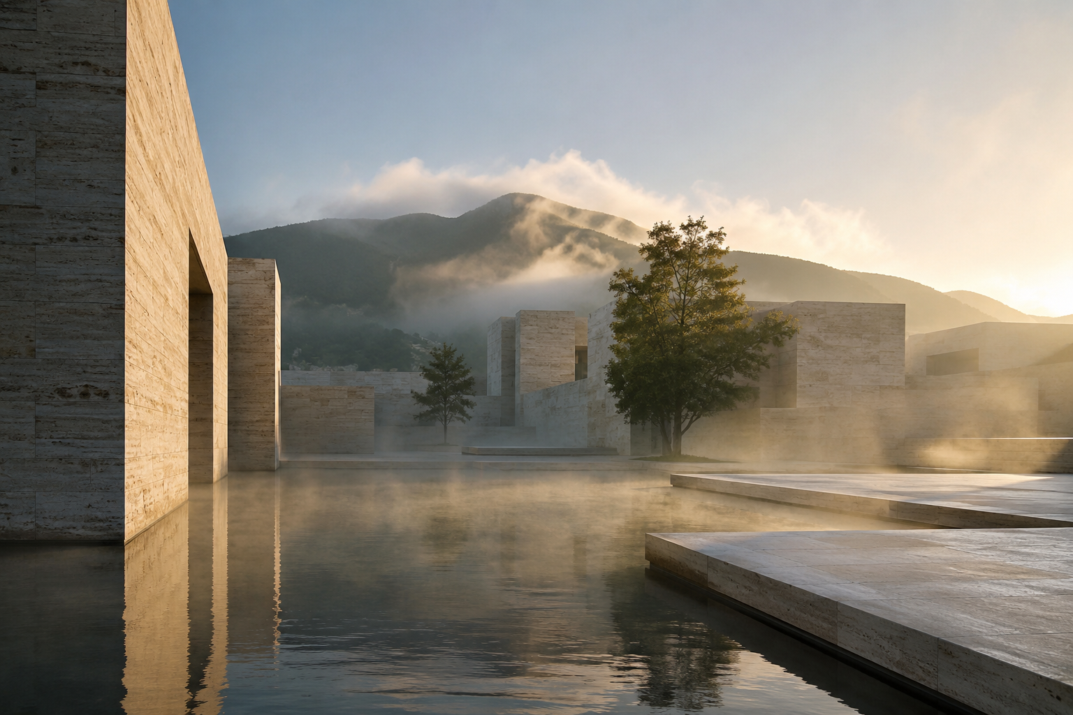 Misty waterside retreat artwork used for a breathwork and meditation comparison.