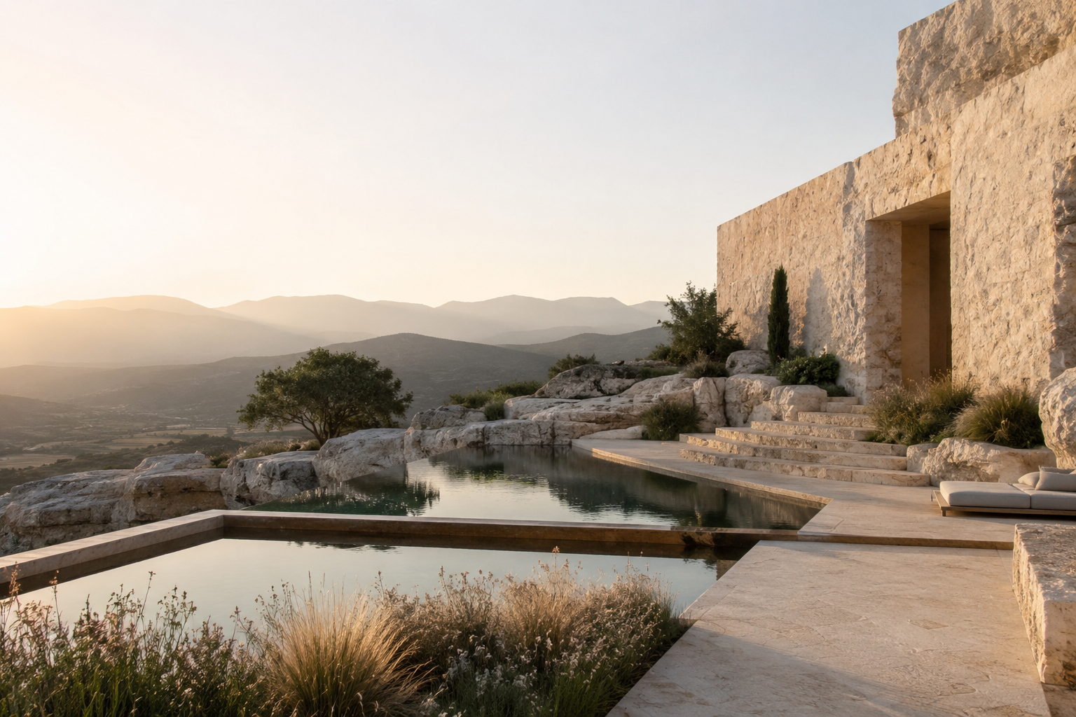 Architectural pool artwork used for a Breathwrk and Prana comparison.