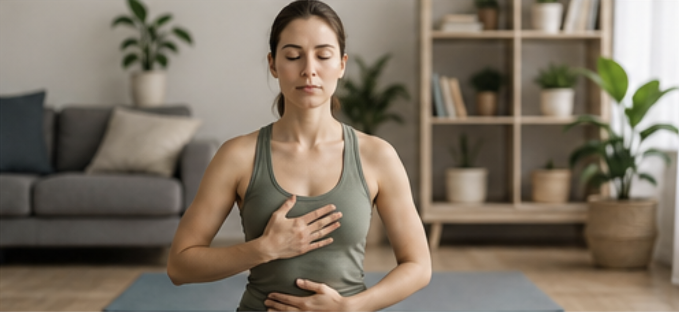 Infographic illustrating modern breathing exercises like Box Breathing and 4-7-8