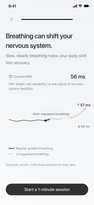 Prana heart rate and breathing context screen